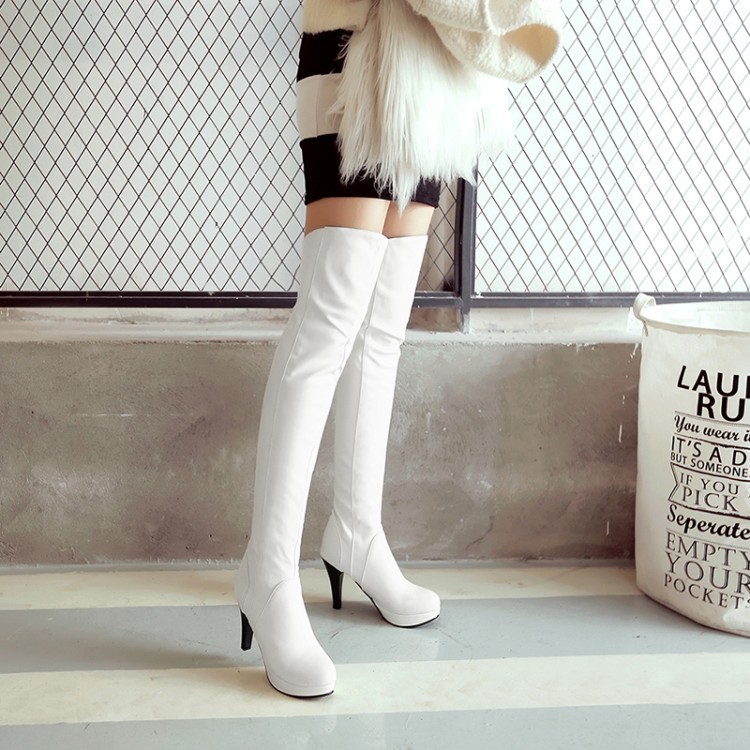 

Over-the-knee Women's Boots Fashion New Style Platform Party Casual 2020 Autumn Winter Round Toe Super High (8cm-up) Short Plush, Black