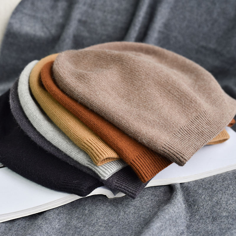 

Beanie/Skull Caps 6 Colors Unsex Autumn Winter Solid Color Real Cashmere Beanies Matched Man Woman Warm Skullies, Black