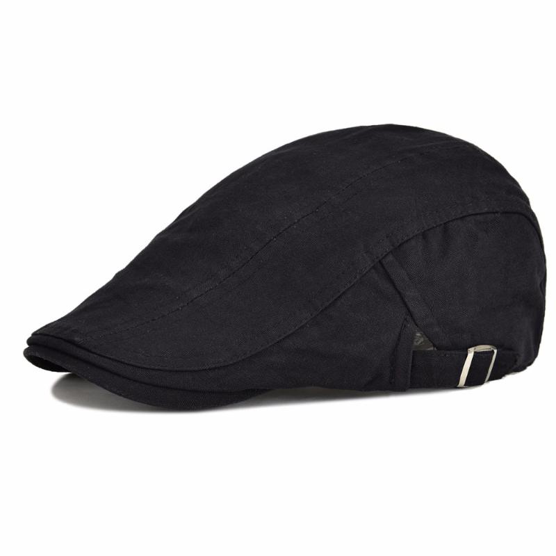 

Duckbill Autumn Classic Summer Cotton Berets Caps For Men Casual Peaked Caps Flat Ivy Cap Solid Berets Hats Casquette Cap 012, Black