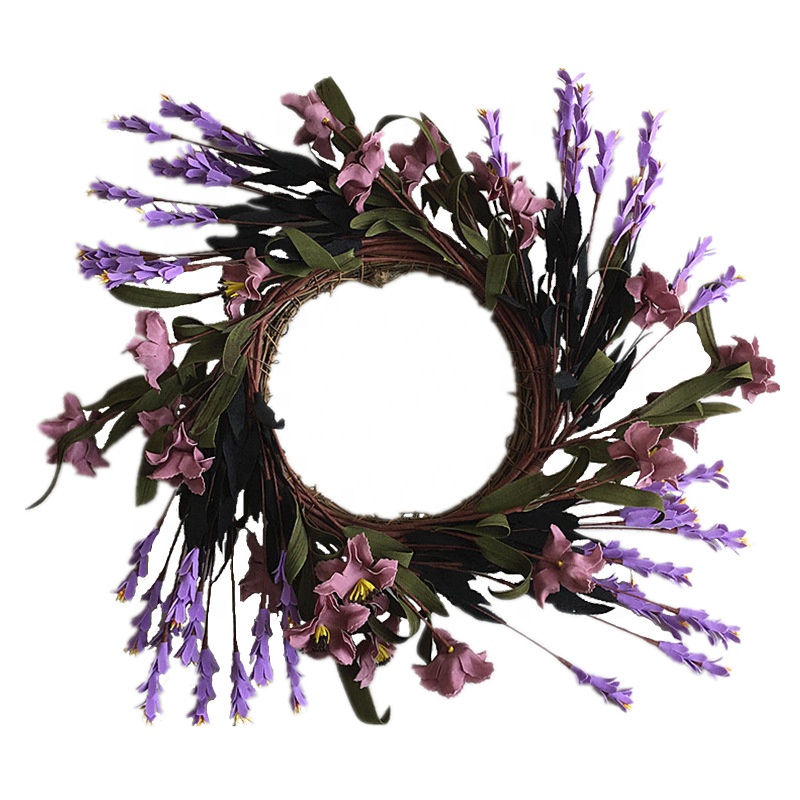 

50cm Artificial PE Wild Chrysanthemum Shrimp Flower Twig Wreath Spring Door Decoration, Orange