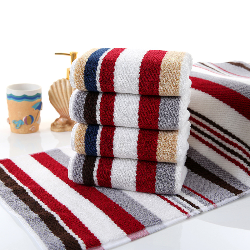 

Drop ship Color stripe Face Towel 100% Cotton 34 * 74cm Soft Towel Terry Absorbent washcloths Home Kitchen Towels 2pcs