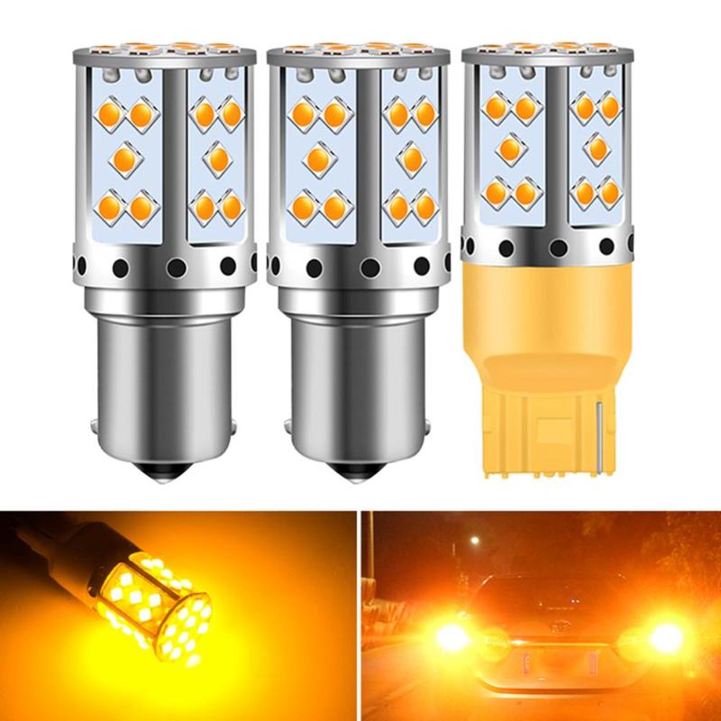 

2x Amber White P21W 1156 BA15S PY21W BAU15S 3030 35SMD Bulb T20 7440 W21W LED Lamp Headlight Car Turn Signal Reversing Light, As pic