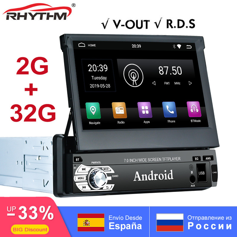 

2G+32G Android 9.0 RDS Universal 1din Car Multimedia player GPS navi 1024x600 Touch Screen Wifi FM BT Mirror Link Remote Control