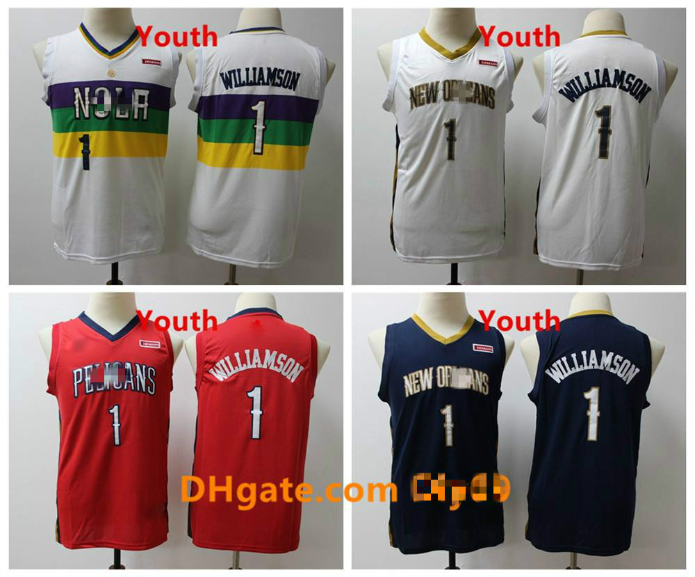

Kids Zion 1 Williamson New Orleans Pelicans Jersey Stitched Williamson White Red Black City Youth Edition Basketball Jerseys, Show