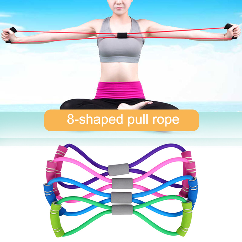 

New Gym 8 Word Elastic Band Chest Developer Rubber LOOP Latex Resistance Bands Fitness Equipment Stretch Yoga Training Crossfit