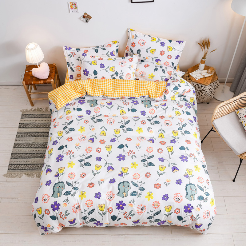 

Floral design bedding set new duvet cover flat bed sheet pillowcase 3 / 4pcs queen king full single home, 22