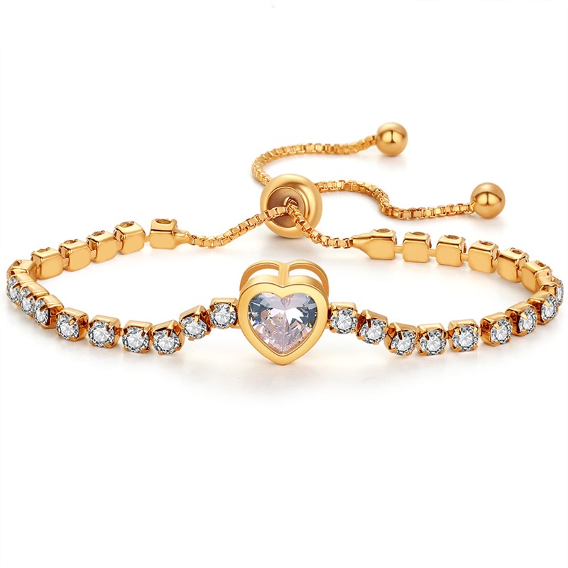 

IFMIA Trendy Wedding Heart Shape Crystal Adjustable Chain Bangle Bracelets for Women Gold Silver Color Fashion Jewelry Gifts