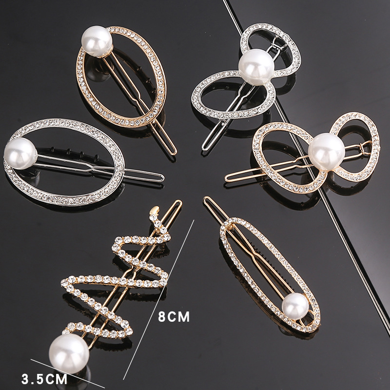 

Fashion Hair Clips for Women Geometric Hair Bows Pearls Korean Hairpins Metal Barrettes Clips for Girls Accessories