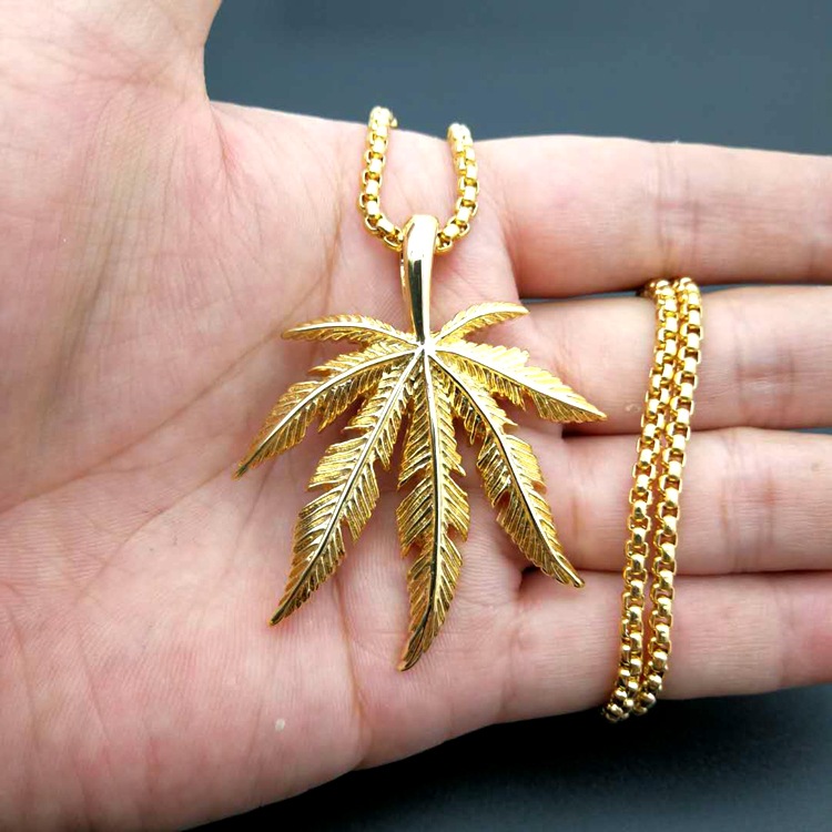 

Hip-hop Leaf Multi-layer Gold Silver color Necklace Personality Stainless Steel Geometric Type Men Blade Chain