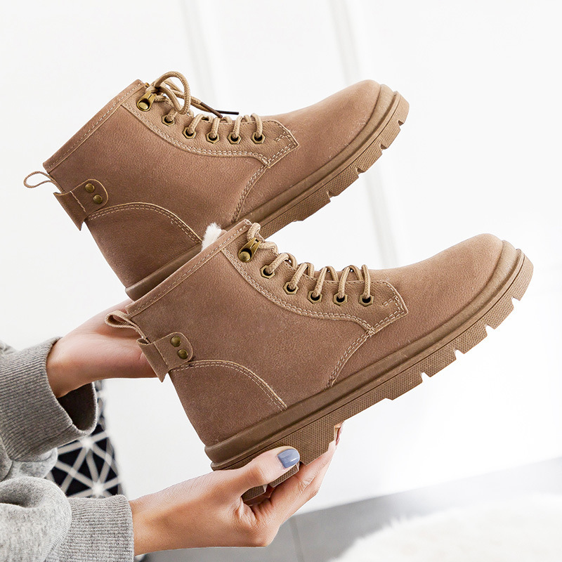 

2020 autumn and winter new boots women's shoes all-match plus velvet cotton shoes snow boots, Black