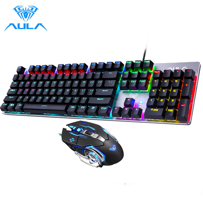

AULA Gaming Keyboard and Mouse Combo Fulls Keys Anti-ghosting Backlight Mechanical Switch Keyboard Gaming Mouse Set for Laptop