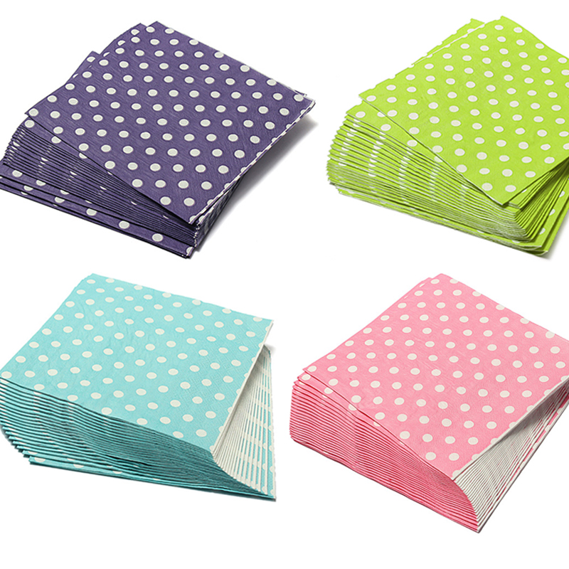 

20pcs 33*33cm White Point Luncheon Serviettes Dinner Napery Napkins Paper Table Napkin Restaurant Wedding Supplies Party Decor