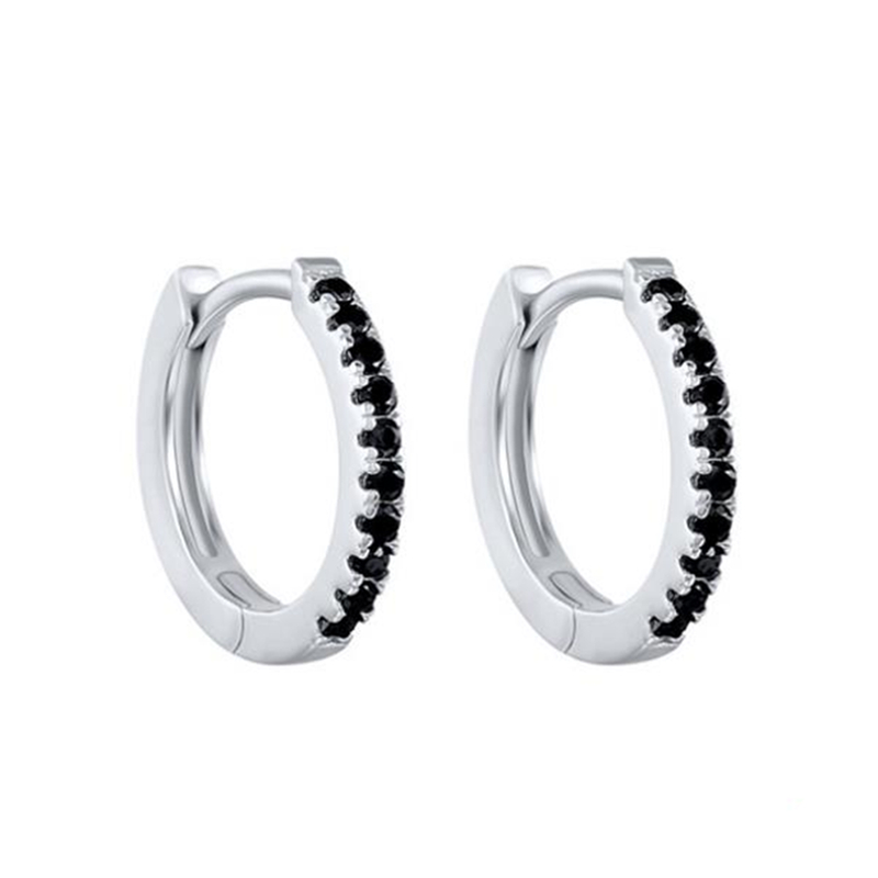 

Black Awn Classic 925 Sterling Silver Round Black Trendy Spinel Engagement Hoop Earrings for Women Fine Jewelry Bijoux I163