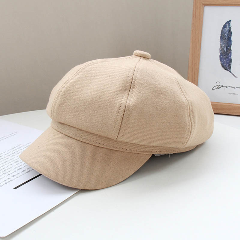 

Fibonacci 2020 New Autumn Octagonal Cap Women Solid Beret Retro Octagonal Hat Fashion Korean Version Painter Hat Casual Berets, White