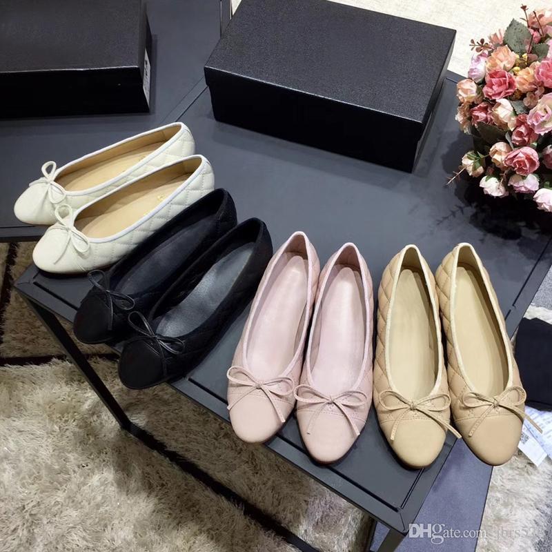 

classic Ballet shoes Genuine soft Leather 2022 Ladies Bow woman Dress Letter woman Sheepskin Flat boat size 34-41-42, Extra insoles