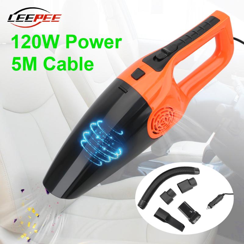 

LEEPEE 12V 120W 5M Cable Handheld Car Vacuum Cleaner High Suction Powerful Universal For Wet And Dry Cleaning Car Accessories