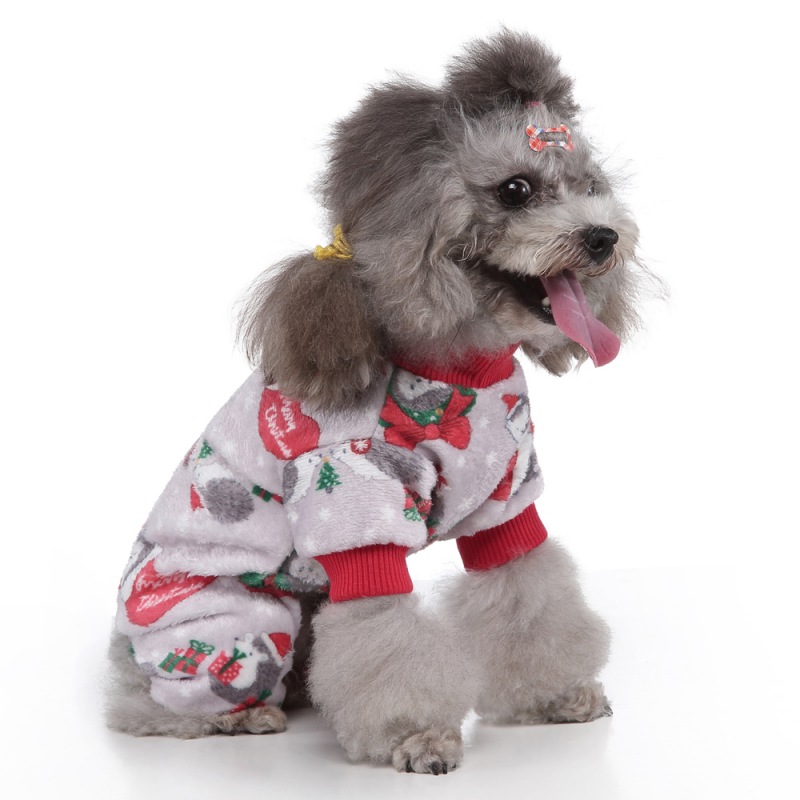 

Pet Christmas Outfits 4-legged Cartoon Pattern Costume Small and Medium Dogs Winter Warm Jumpsuit Outfits Pajamas Dog Clothes 2, Blue