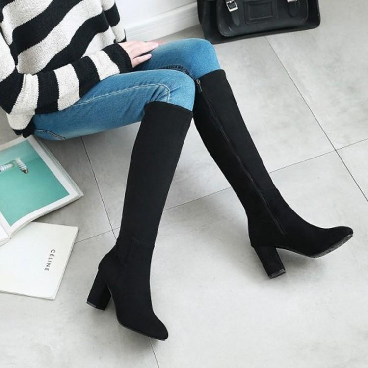 

Women Long Boots Riding Casual Zipper Autumn Winter Red High Loose Boots Botas Mujer High Small Size 32 Plus Size 43