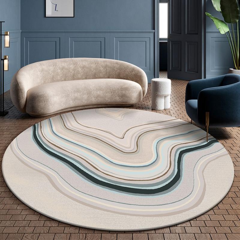 

Nordic style round shaped geometric woven area rug , big size post modern home decoration coffee table carpet, As picture