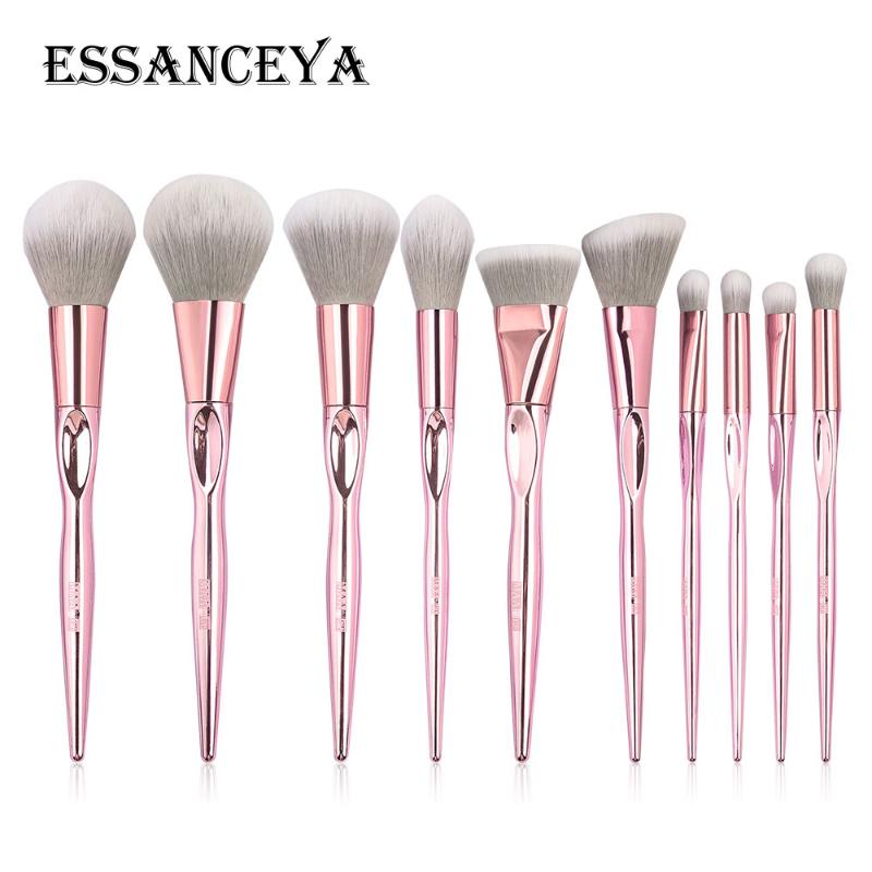 

ESSANCEYA 10 Pcs Professional Makeup Brushes Set Soft Hair Eyebrow EyeShadow Brush Blending Make Up Brush Tool Kits Maquiagem