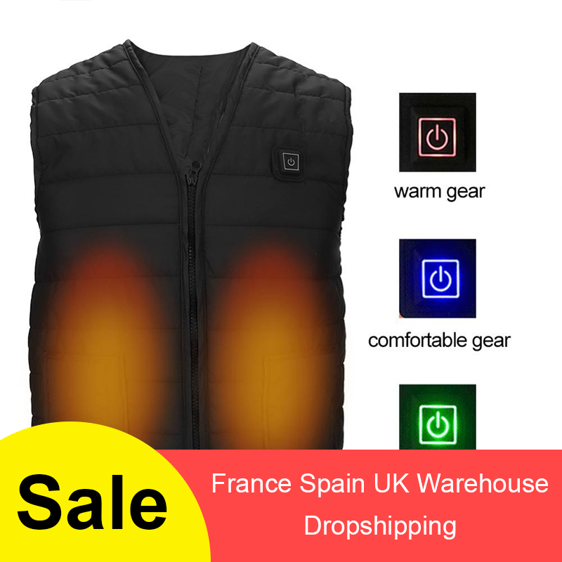 

Heating Vest Jacket USB Charging Winter Women Men Outdoor Sports Waistcoat Electric Clothes for Fishing Hiking, Black