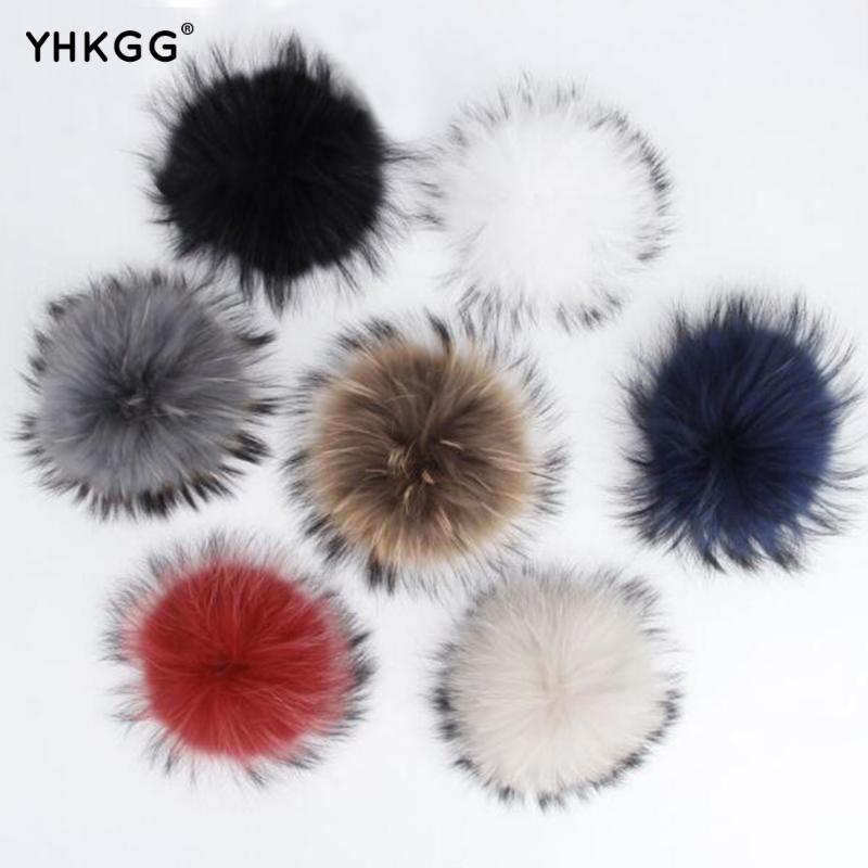 

Real raccoon fur pom poms real fur hat in winter hats for women&kintted hat & cap&children accessories, Yellow
