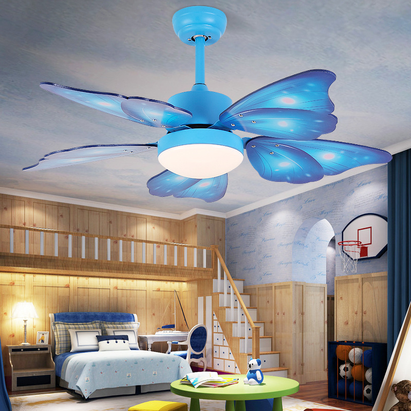

LED Ceiling Fan Light Mute Dining Room Bedroom Light Children's Room Personality Creative Ceiling Fans with Lights