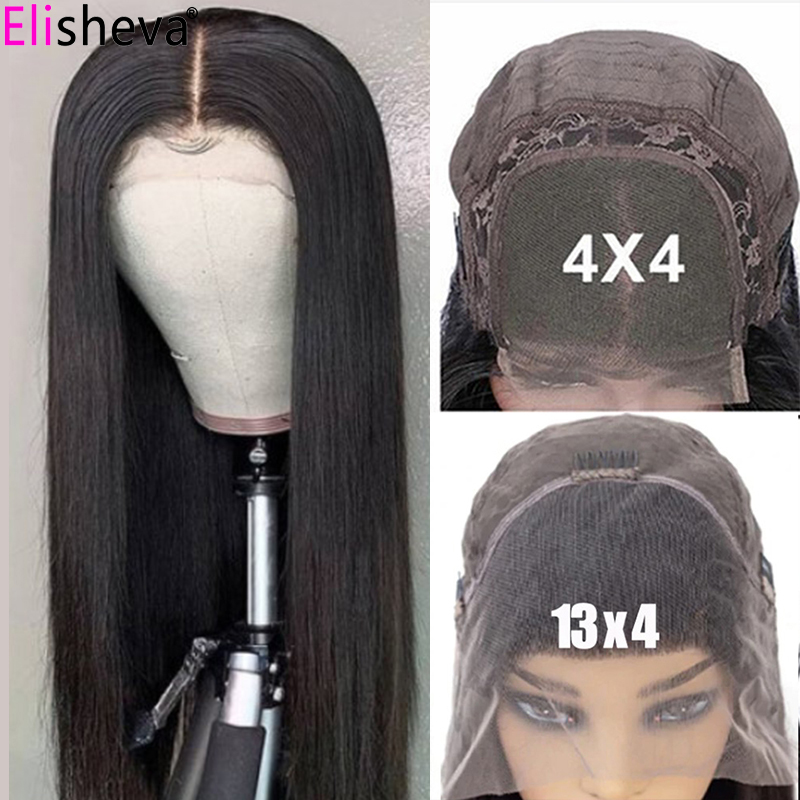 

28 Inch Lace Front Wig Straight Frontal Wig 13x4 Lace Front Human Hair Wigs 4x4 Closure Straight Peruvian Remy 150%, 4x4 closure wig