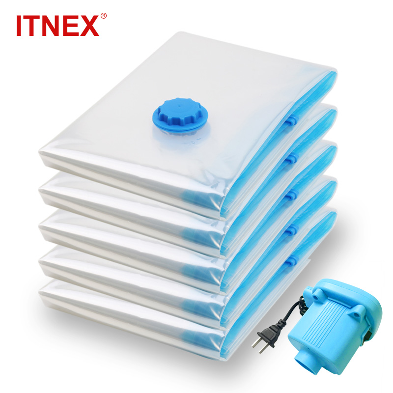 

3Pcs Vacuum Bags For Clothes Storage Bag With Valve Transparent Border Foldable Compressed Organizer Space Saving Seal packet