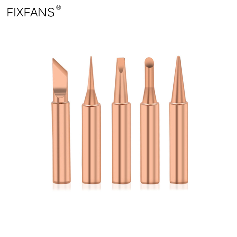 

FIXFANS 5Pcs Pure Copper Lead-Free Solder Iron Tips Set 900M Series for 936 Soldering Station Tool, K, I, B, 3C, 2.4D