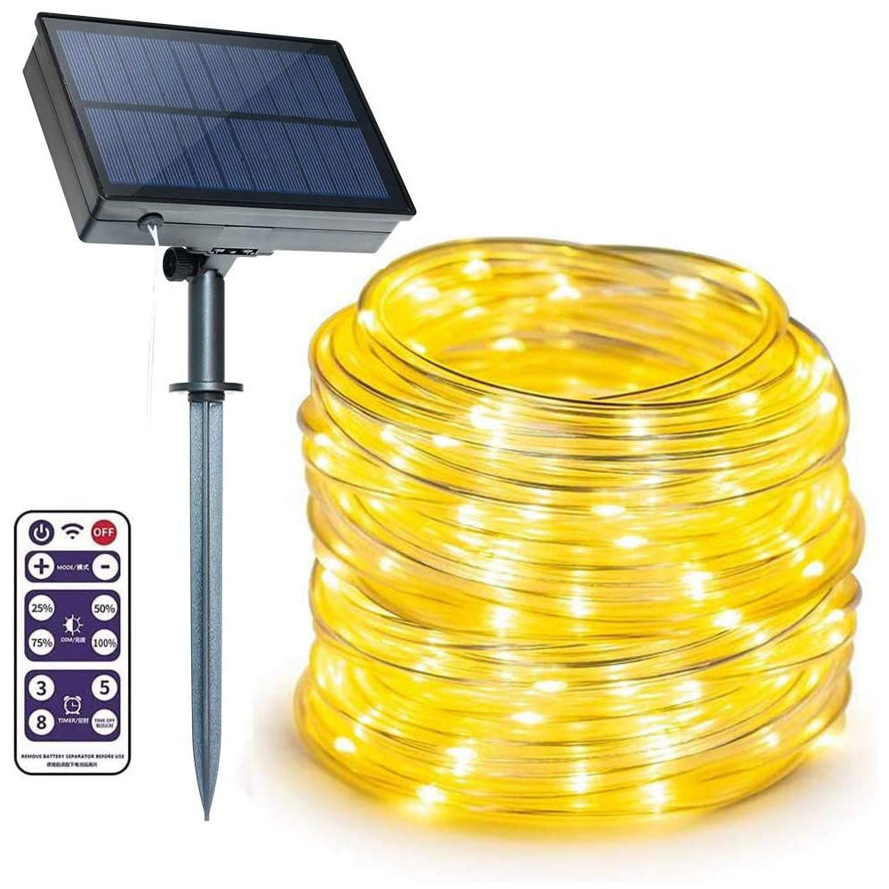 

Solar Outdoor Rope Lights, 23FT 8 Modes Dimmable/Timer Remote String Light 1200mAh Rope Solar Lights Outdoor Waterproof for Garden Decor