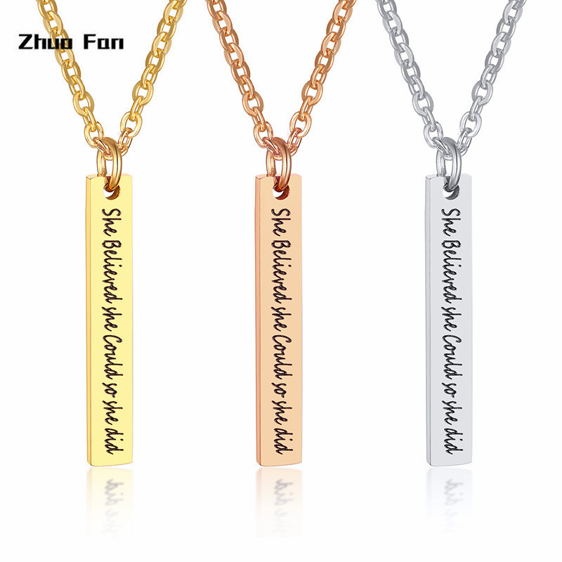 

2020 Original Design Simple titanium steel She Believe she Could so did inspirational chicken soup pendant for women