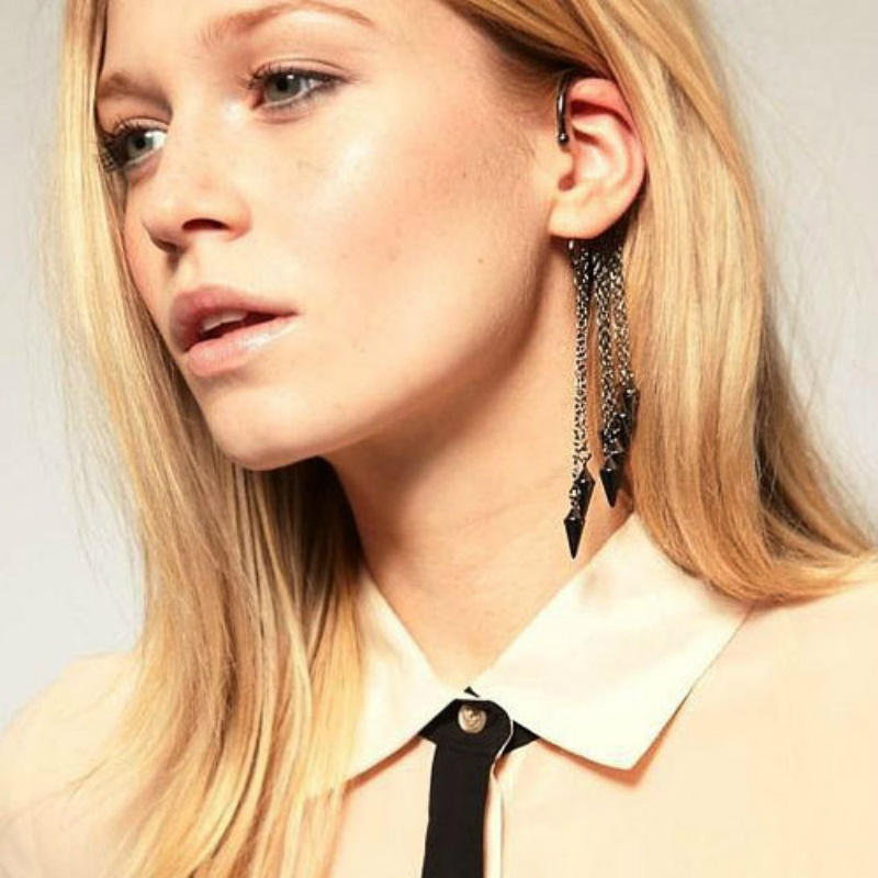 

Single Side Tassel Rivet Ear Cuff High Quality Alloy Jewelry Gold Silver Rose Gold Plated Jewelry