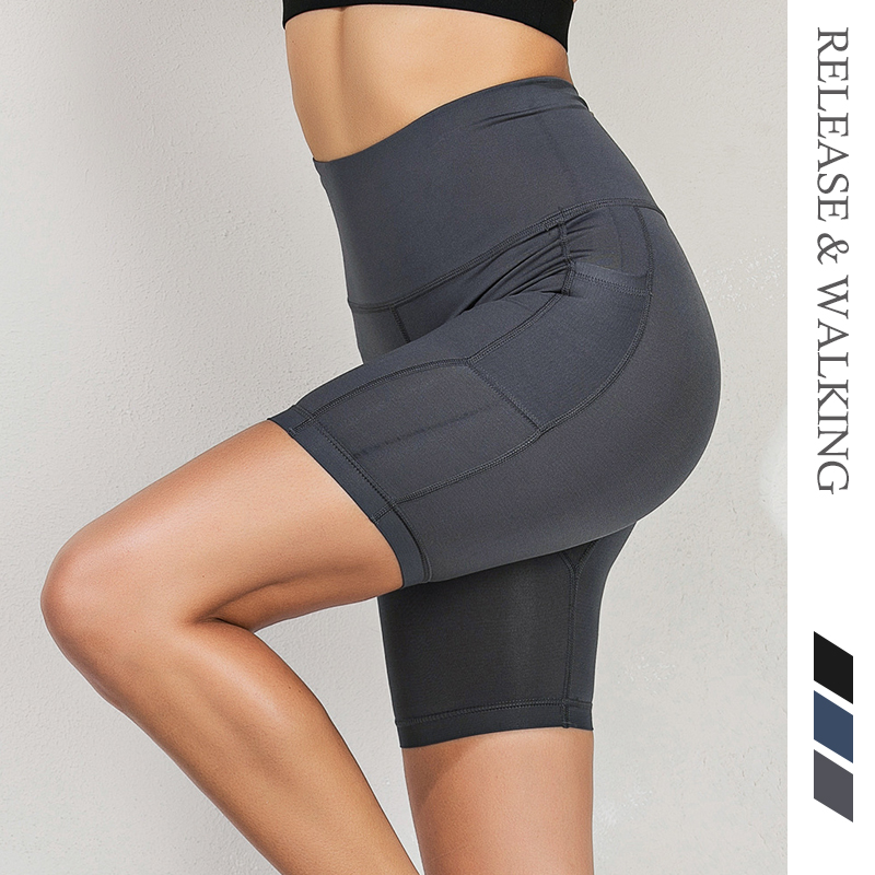 

R&W Women Sports Squat Proof Fitness Shorts Short Leggings Yoga Running Gym Hip Up Tight High Waist Womens Shorts Workout Pocket, Black