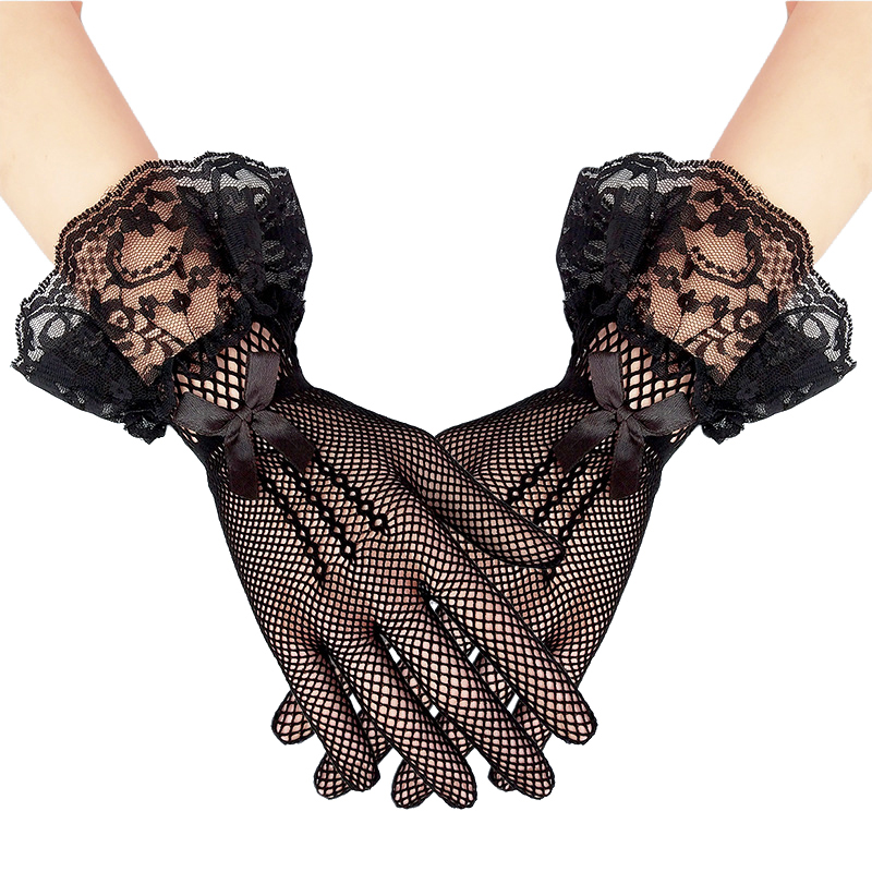 

Black Red Wrist sexy sleeves Mesh Accessories women gloves Fashion trendy New Hand Mittens 1 pair White Lace Gloves
