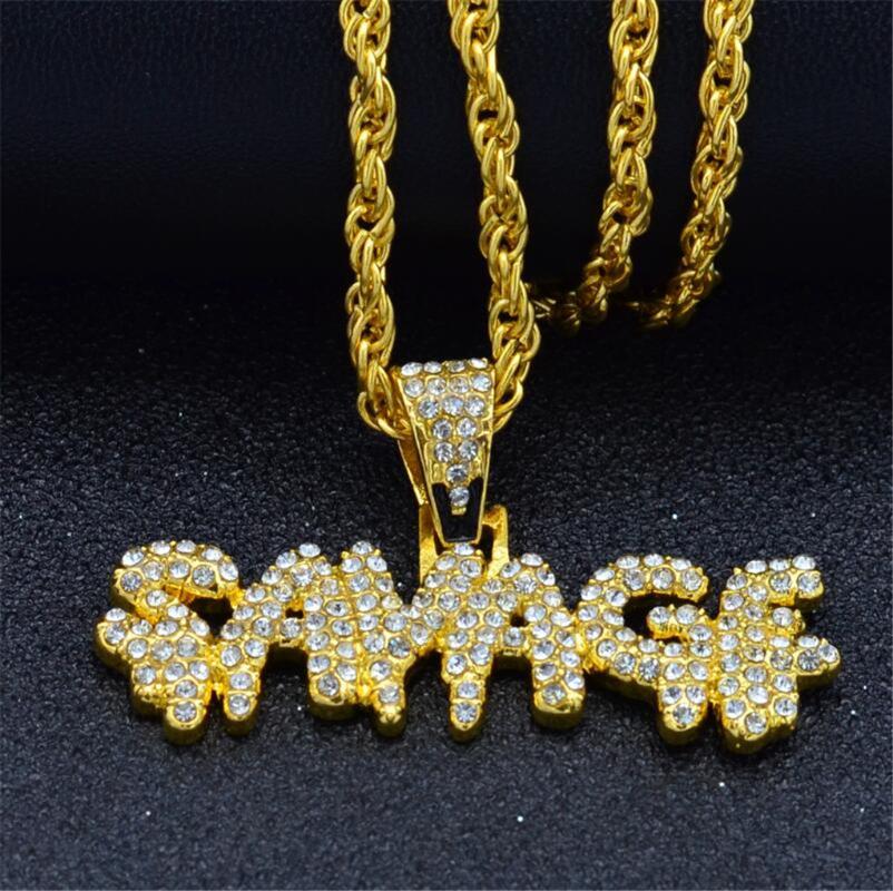 

Solid Chain Pendant Necklace Jewelry Men's Hip Hop European and American Letters SAVADF Pendant Necklace #1227