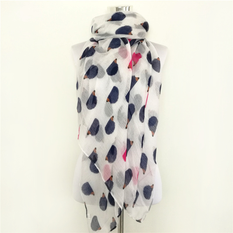 

New Women Ladies Fashion Viscose Cotton Hedgehog Print scarf for women Fashion Animal Scarves Shawl Wrap hot sale neckerchief