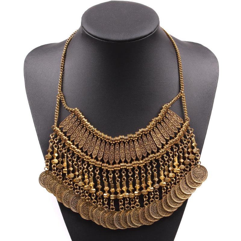 

2020 New Fashion Design Vintage Gold Chain Tibetan Chunky Statement Antique Necklace for Women Pendant Choker Jewelry