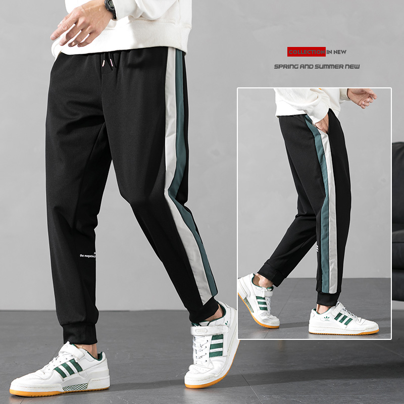 

Men Jogger Pants Skinny Track Pants Fleece Running Sweatpants Drawstring Side Stripe Sweat Black Joggers Ropa Para Hombre, 3313