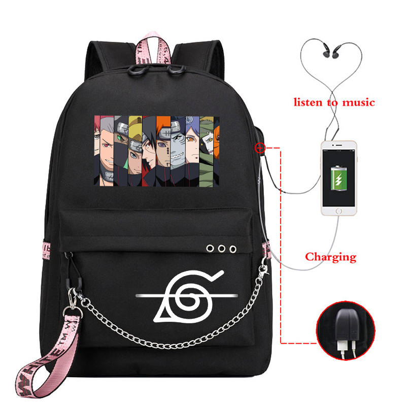 2021 Naruto Akatsuki Backpack Girls School Bags Anime Backpacks