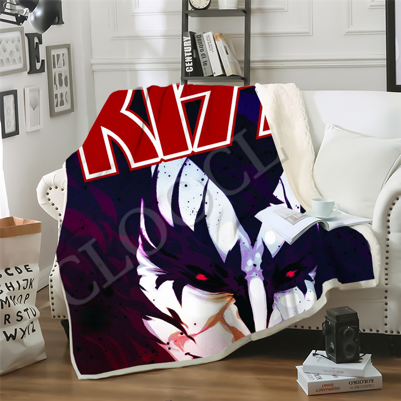 

CLOOCL Fashion Hip Hop Rock Band KISS Blankets 3D Print Double Layer Sofa Travel Teens Women Men Bedding Throw Blanket Plush Quilt