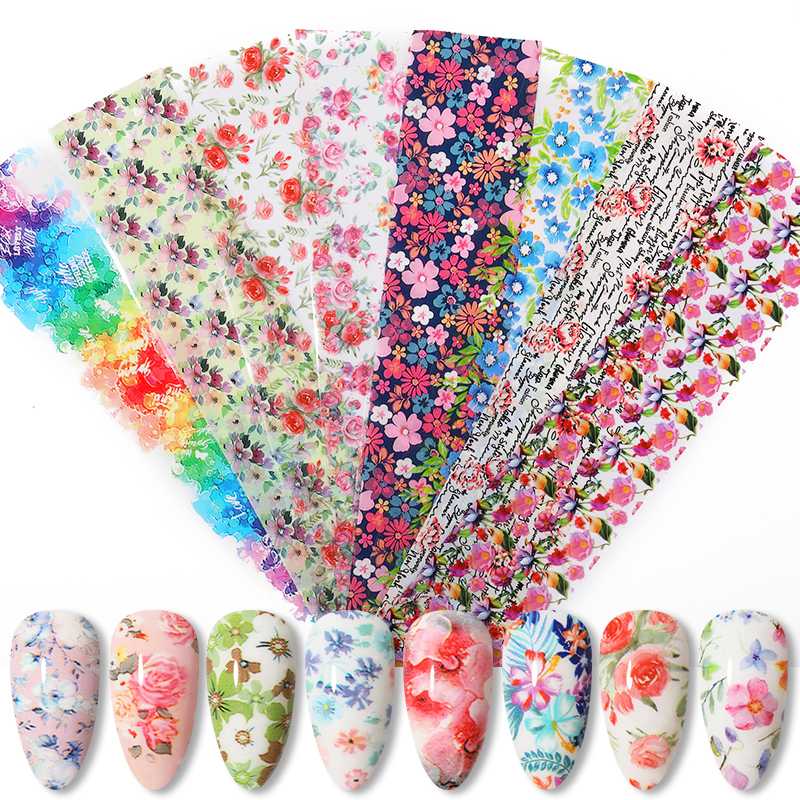 

Nail Stickers Mixed Flower Patterns Transfer Sticker Nail Decal Foils DIY Art Decoration Tips, 30