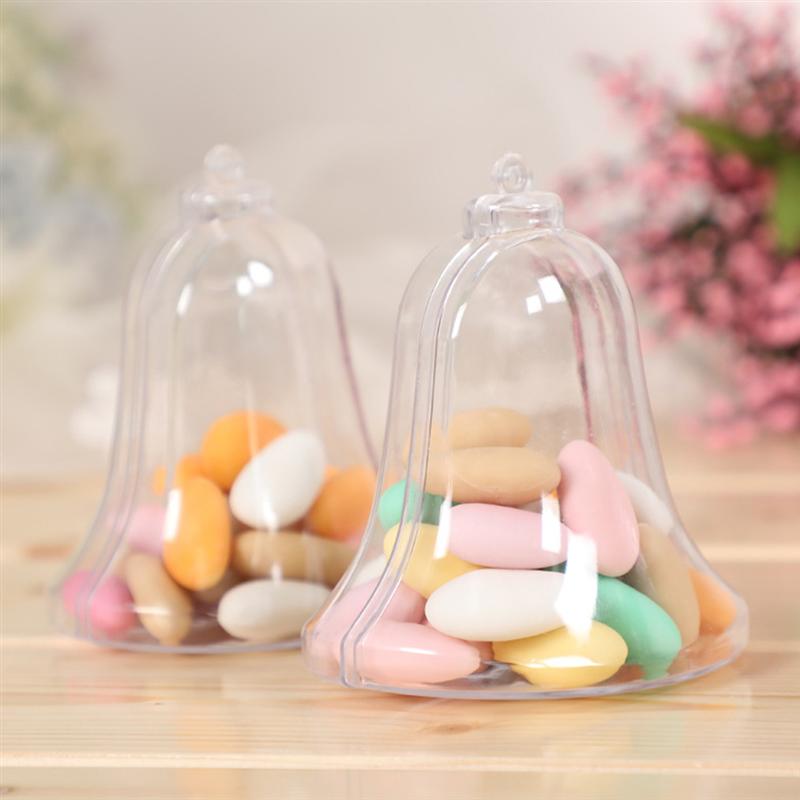 

5Pcs Christmas Candy Box Bell Shape Storage Box Plastic Sugar Jar (Transparent