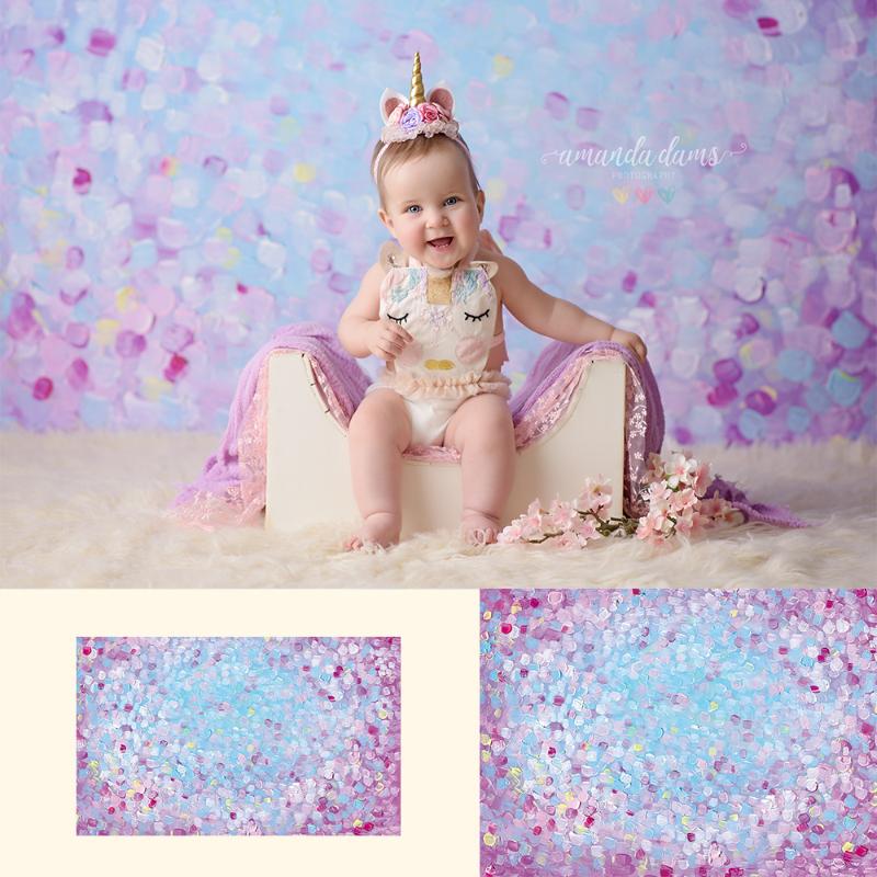 

Art Painted - Newborn Portrait Photo Backdrops Purple Painted Printed Background Girls Art Photo Studio Backdrop