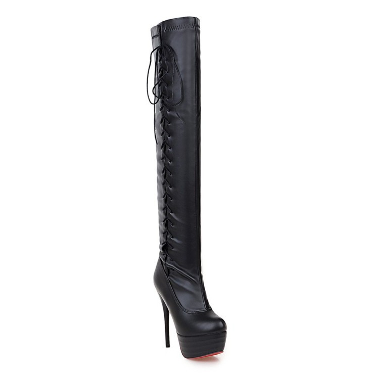 

Foreign trade with night club in the fall and winter of knee-high boots sexy stilettos ultra-high waterproof, Black