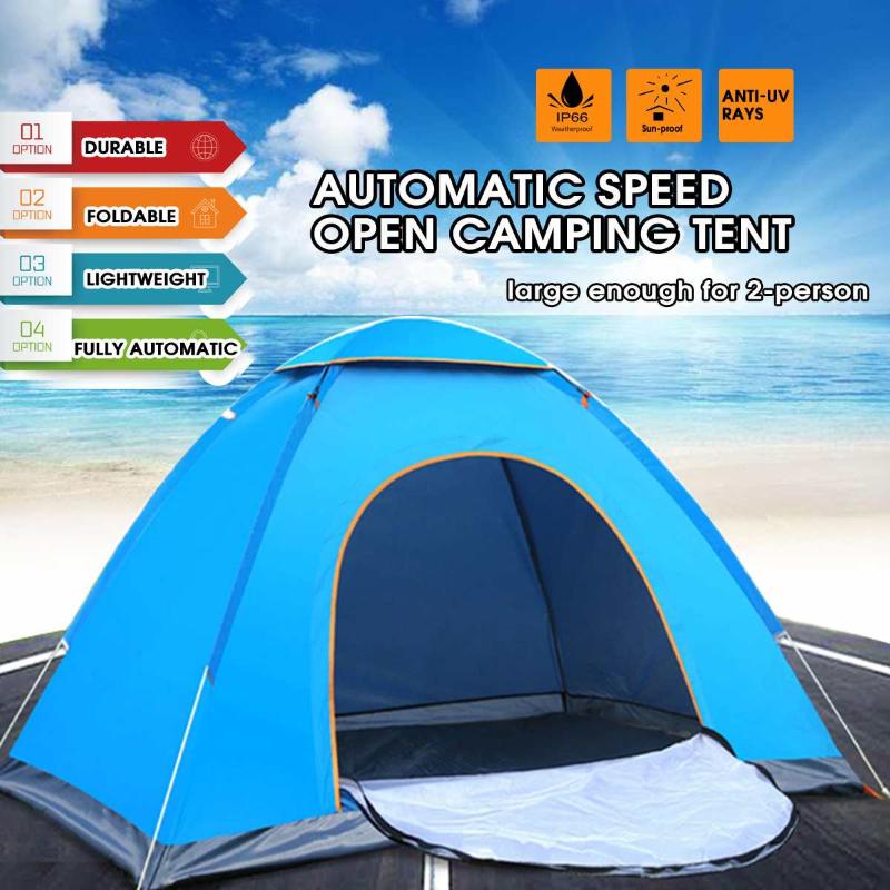

Outdoor Portable Waterproof Anti-UV 2 Person Hiking Camping Tent Ultralight Folding Tent Pull Up Automatic Open Sun Shade
