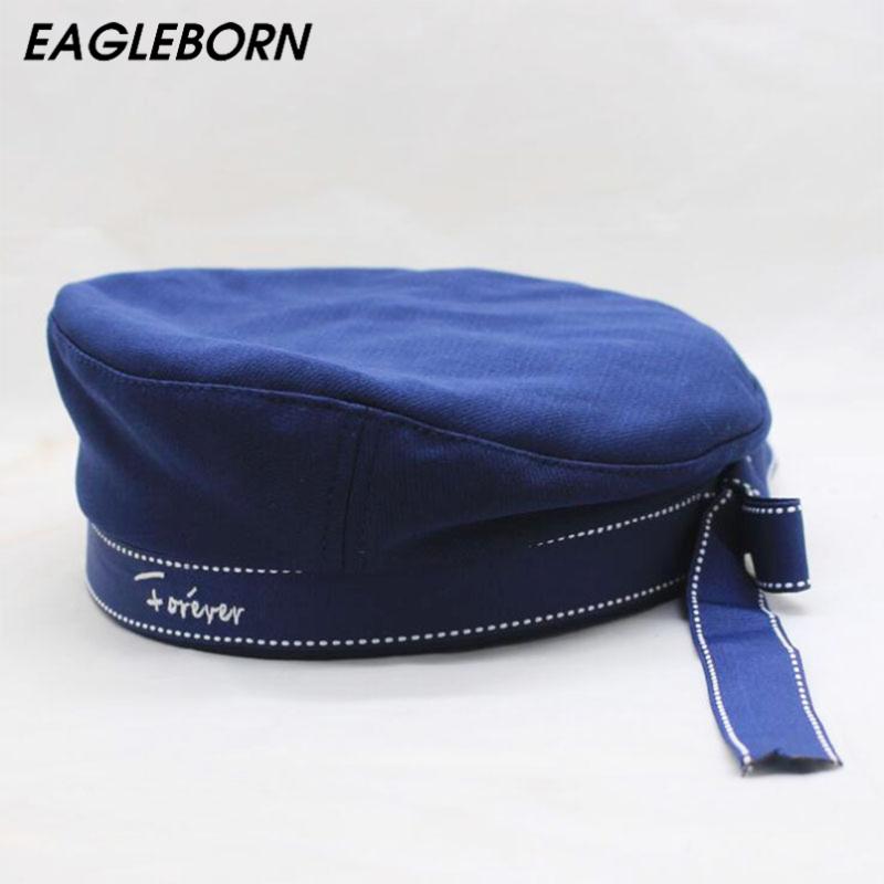 

Hat Beret Hat Navy White Women Cap Beret Riband Blue White Letters Sailor Boat Cap Men Women Cotton Caps