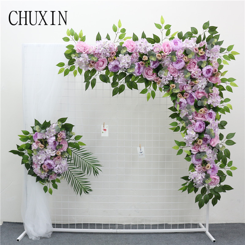 

2pcs/set high quality artificial flower rose peony flower row wedding arch decoration home Hotel wreath wall hanging decoration, Pink