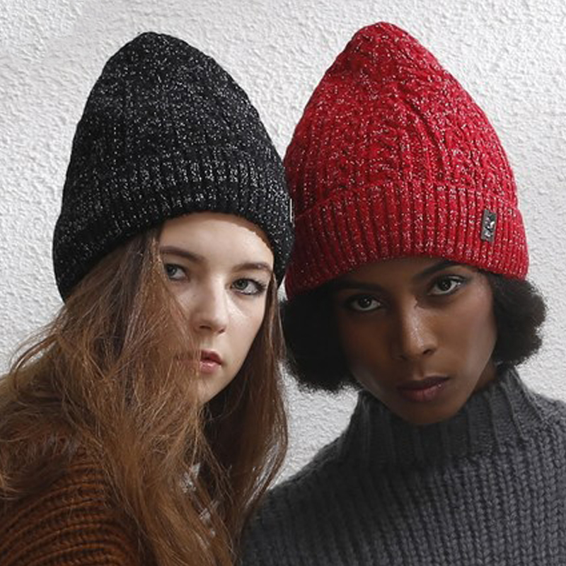 

2020 Stylish Winter Warm Women's Wool Knitted Pointy Hat With Plus Velvet Lining Beanie Hat Caps Black Grey Red Colour