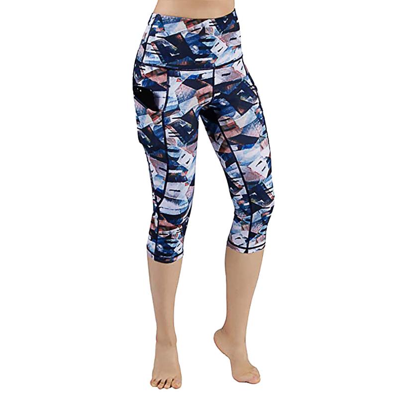 

SAGACE Yoga Pants Women Summer Women's Printed Pockets High Waist Hip Running Fitness Cropped Yoga Pants, Multi